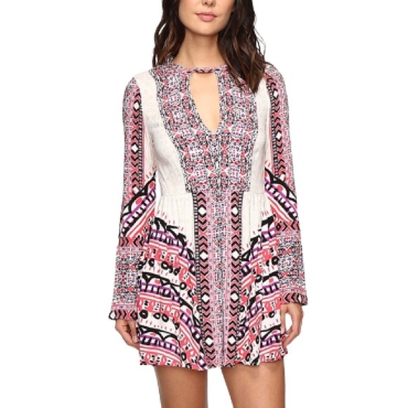 Free People Sz 4 Tegan Boarder Printed Mini Dress - Picture 9 of 13